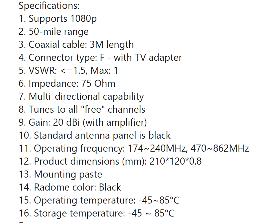 Antena de TV 4K para interiores para señal de alta definición